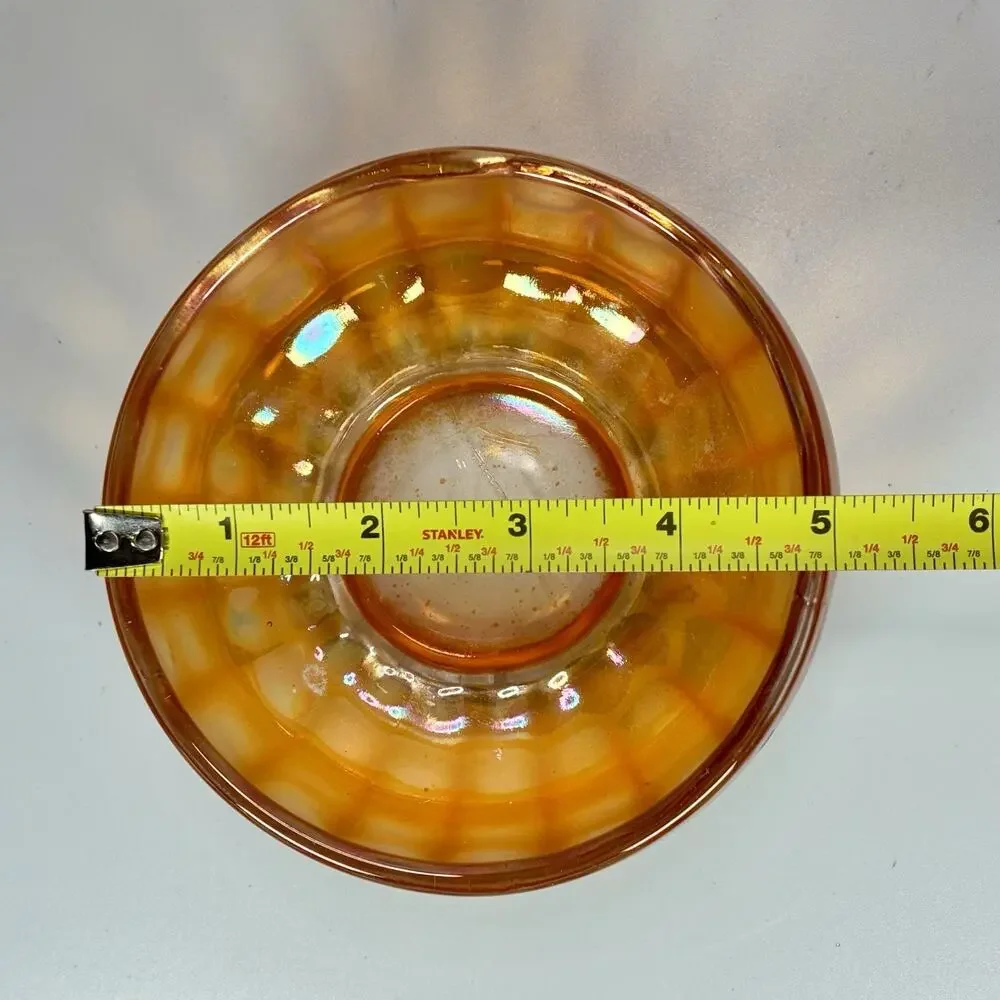 Imperial Glass CHESTERFIELD Line 600 Carnival Marigold Rose Nut Bowl Panelled